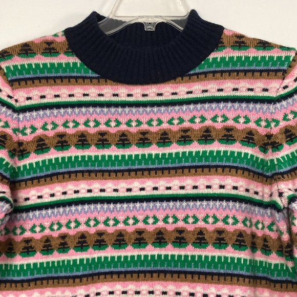 J Crew Mock Neck Lambs Wool Blend Fair Isle Sweater - XL - Picture 2 of 8